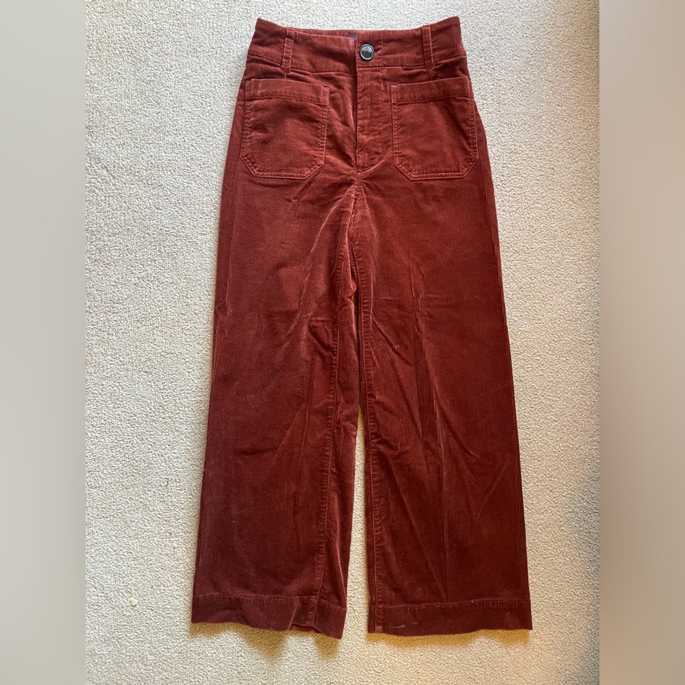 The Colette Cropped Wide-Leg Pants by Maeve: Corduroy Edition